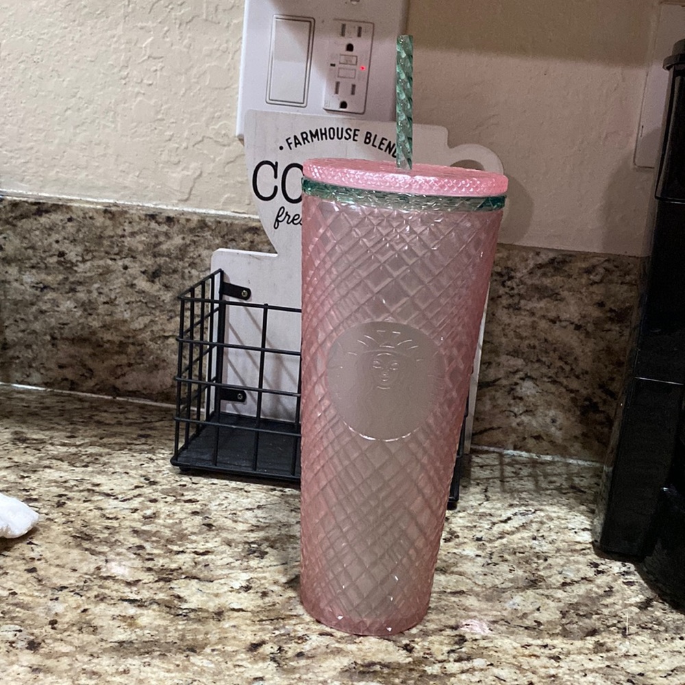 Starbucks Coffee 2023 Pear Pink /green  Jewel Tumbler new cold